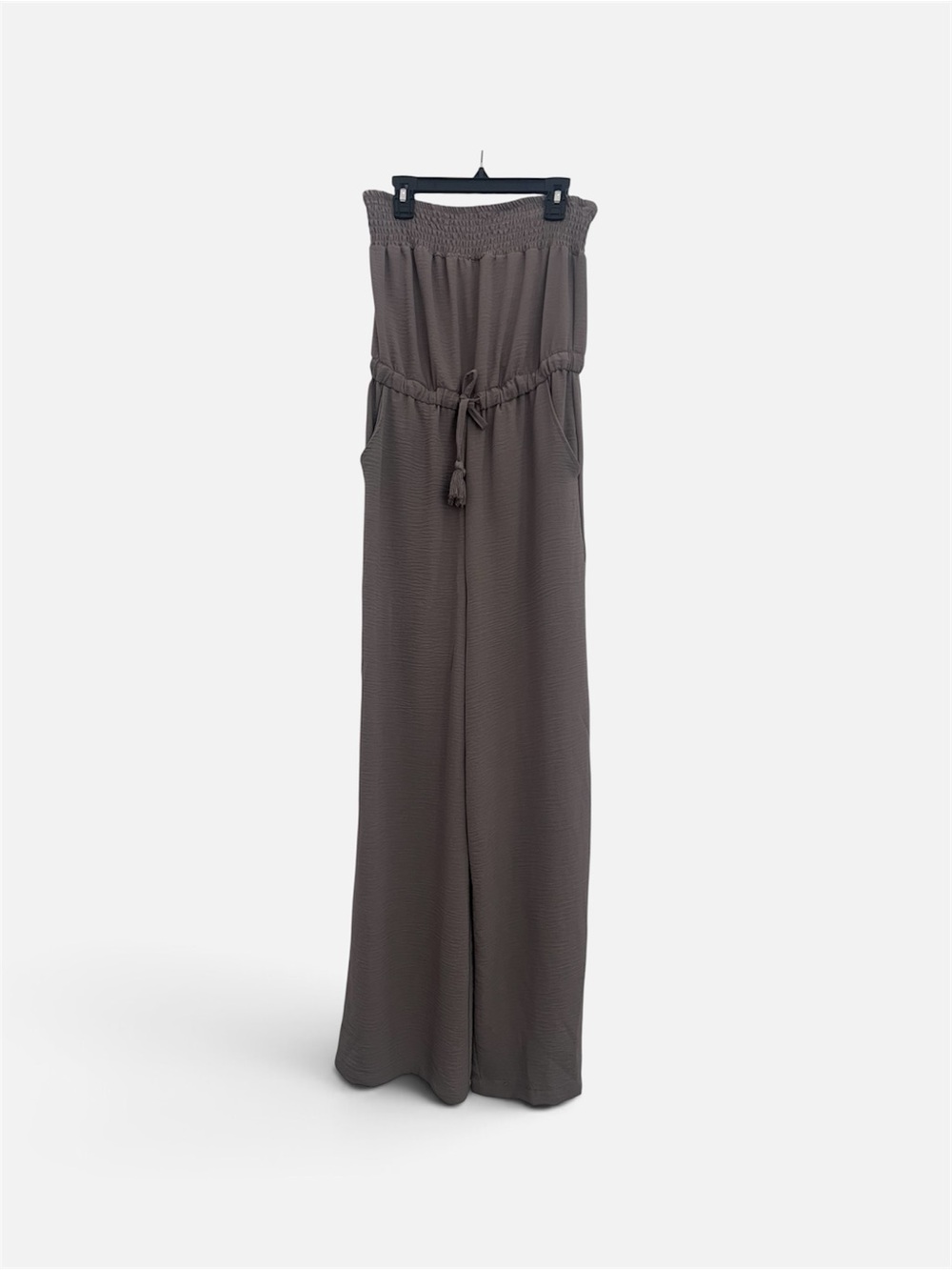Derek Heart Taupe Smocked Waist Wide-Leg Jumpsuit